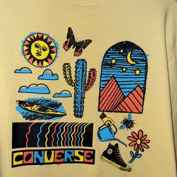 Converse Yellow Fleece Hoodie Sweatshirt - Picture 5 of 8